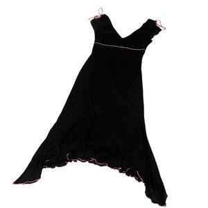 Y2K BYER TOO! USA Black Maxi Dress Pink Asymmetrical Hem Fairycore XS/S